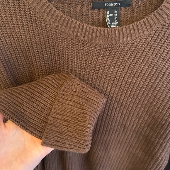 Forever 21 Chocolate Brown Knit Crewneck Sweater - Picture 4 of 4